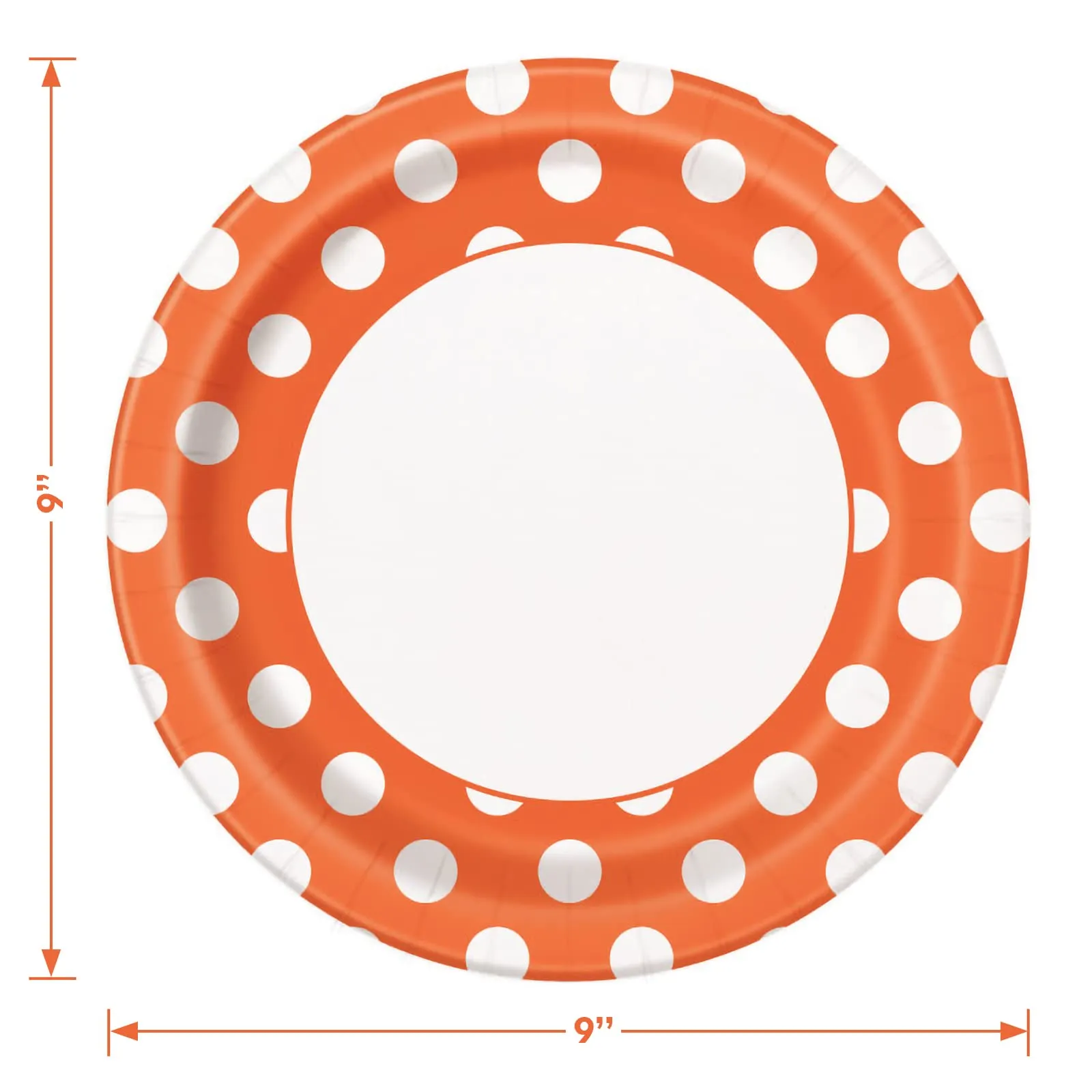 Pumpkin Orange Polka Dot Round Paper Dinner Plates and Beverage Napkins (Serves 16)