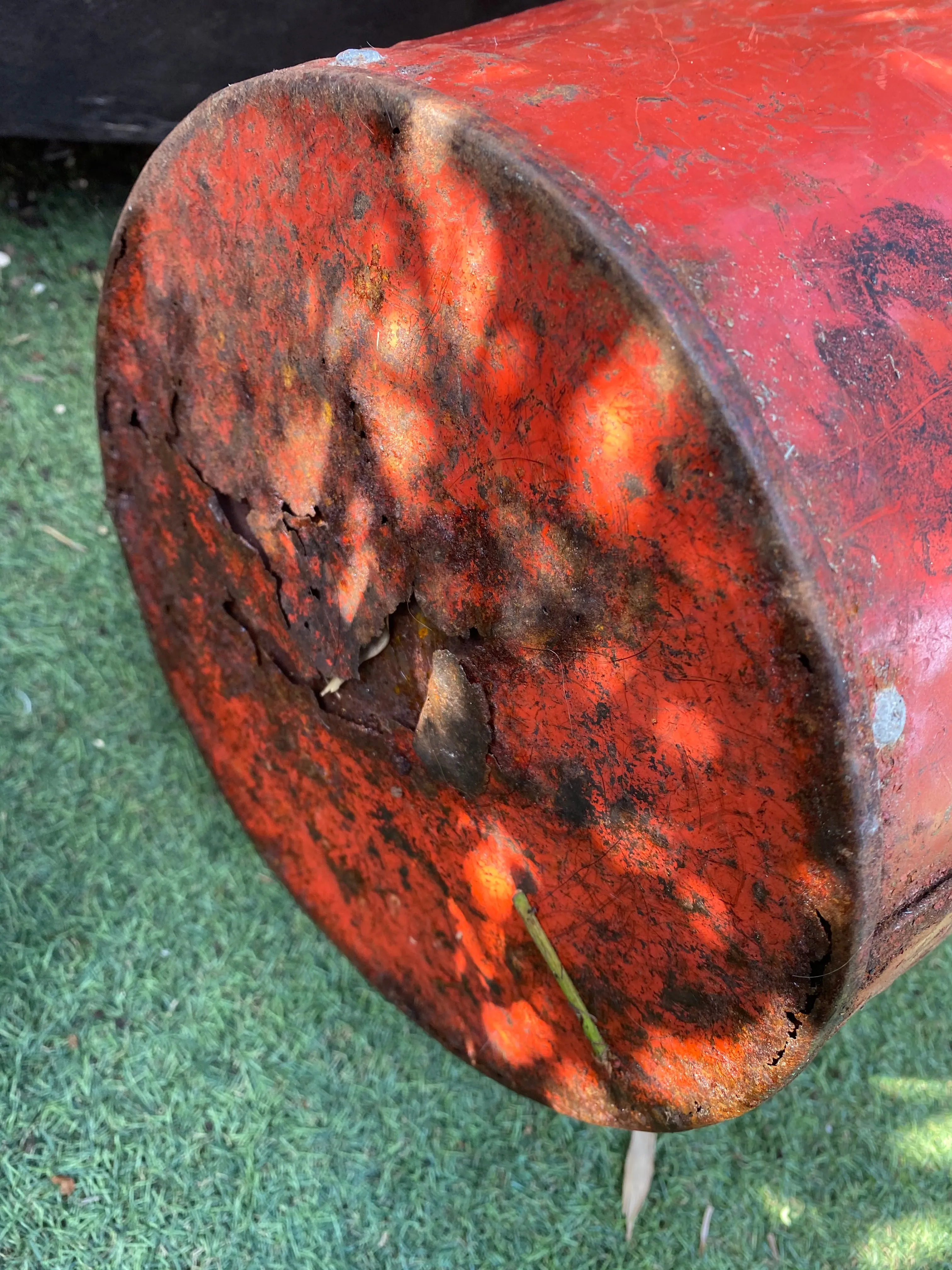 Red galvanised bucket