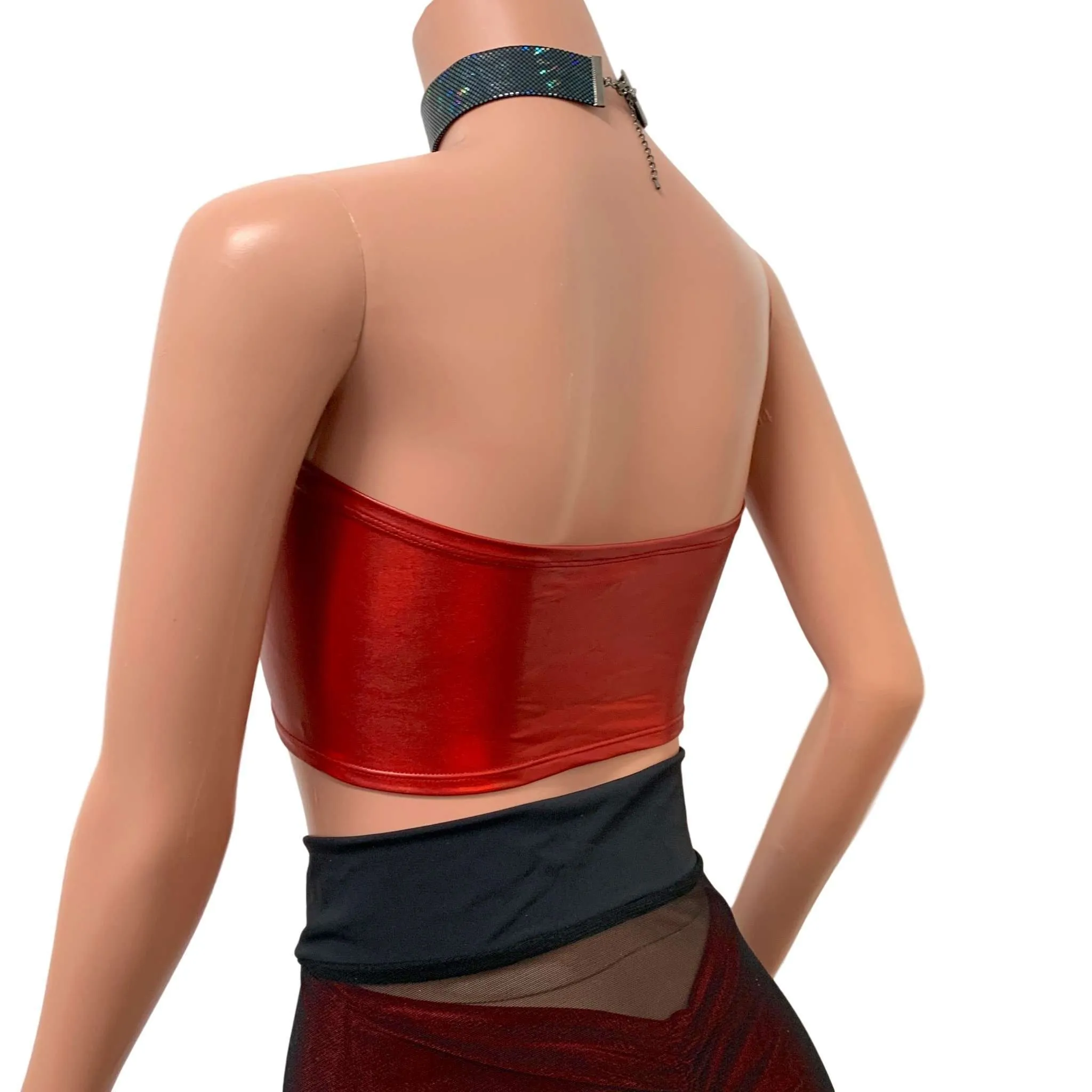 Red Holo Tube Top Bandeau