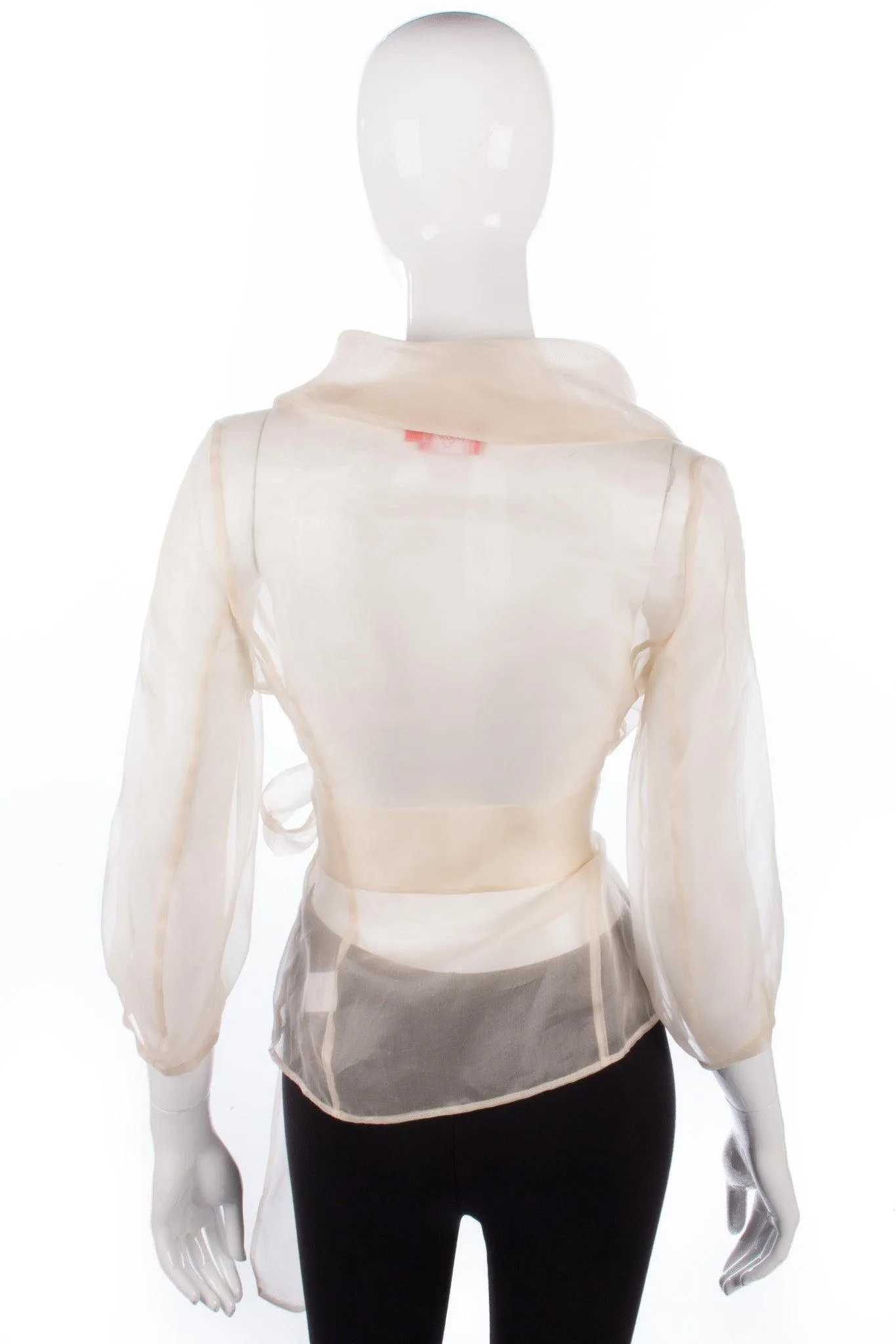 Rouge cream sheer silk fantastic wrap around blouse