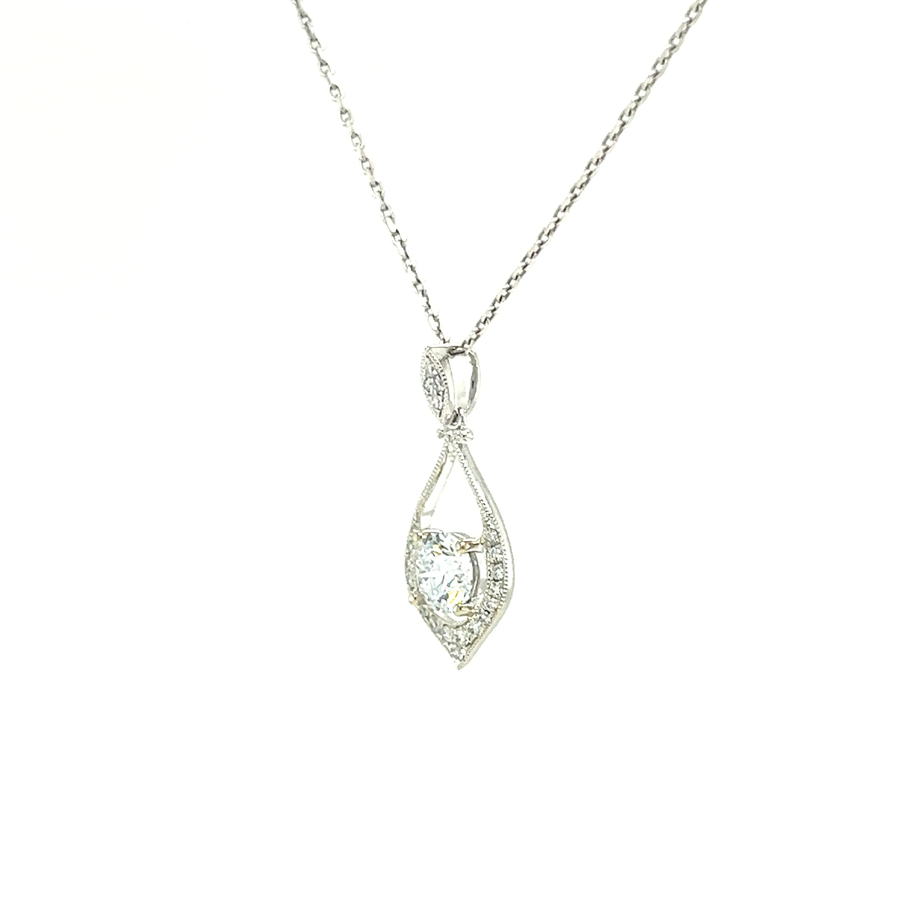 Round Diamond Pendant with 0.60ctw of Diamonds in 14K White Gold