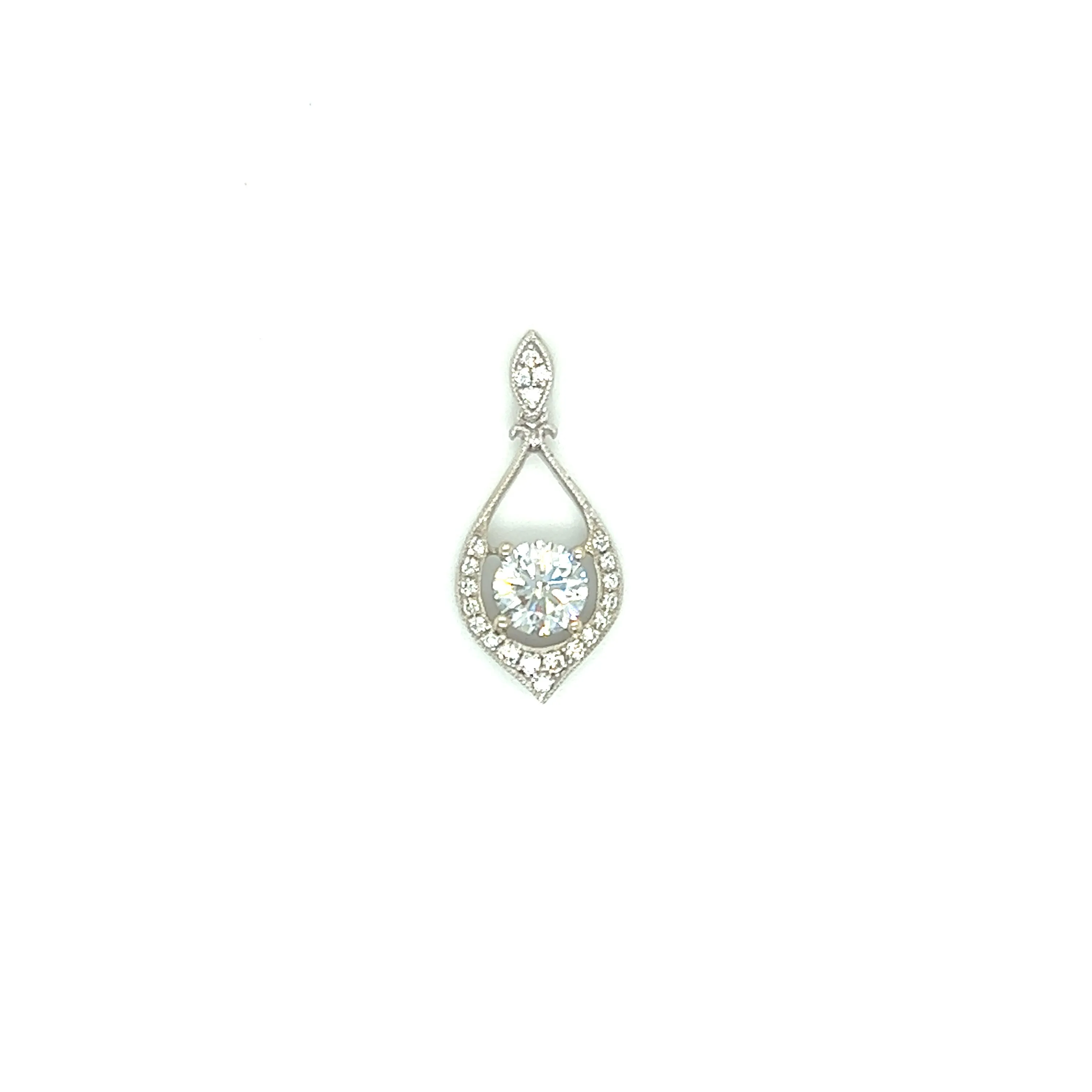 Round Diamond Pendant with 0.60ctw of Diamonds in 14K White Gold