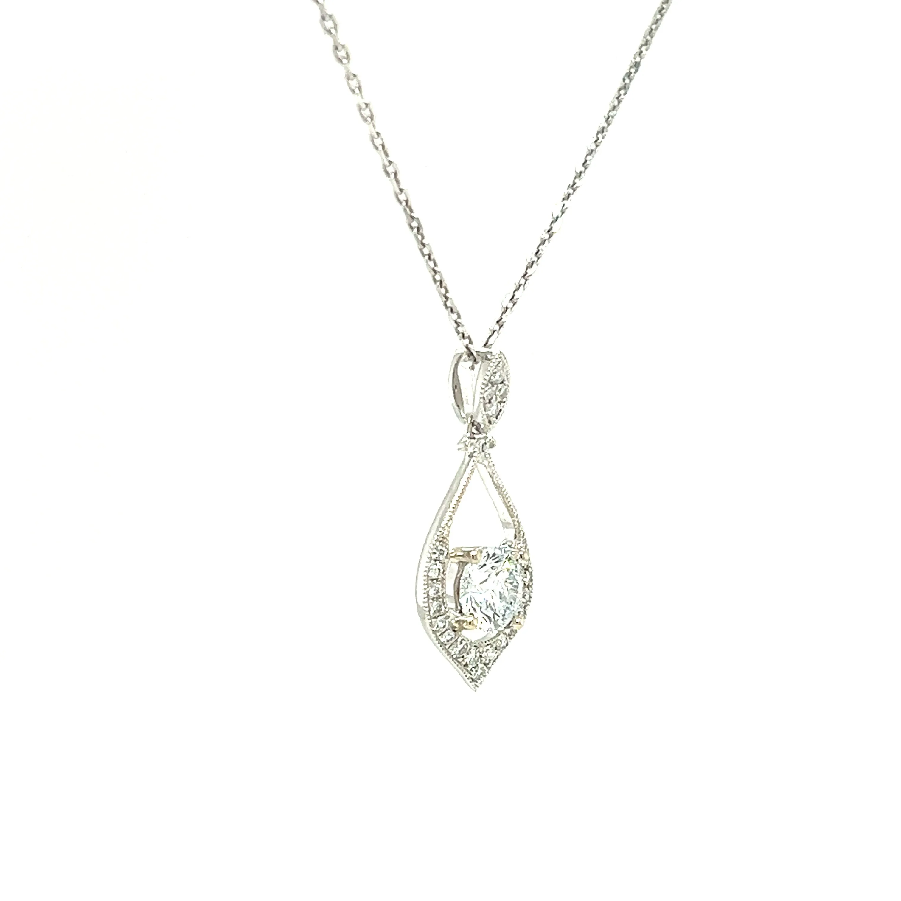 Round Diamond Pendant with 0.60ctw of Diamonds in 14K White Gold