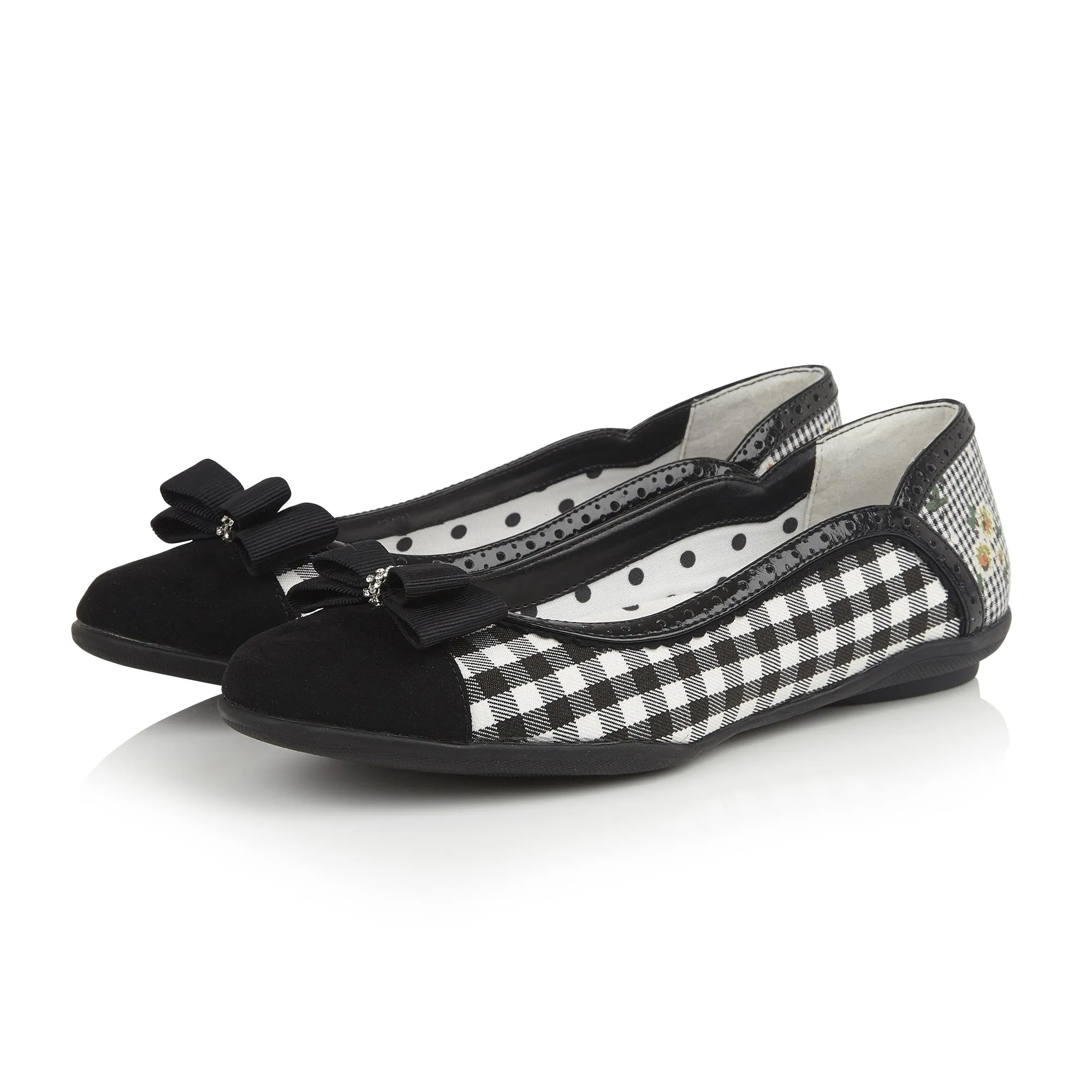 Ruby Shoo Black And White Vintage Gingham Check Print Lizzie Pumps