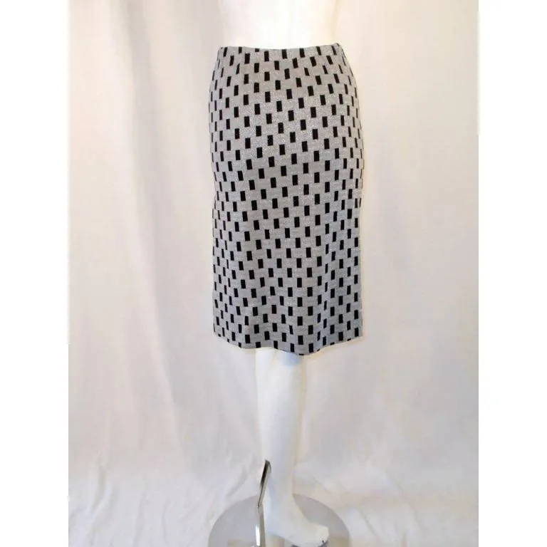 RUDI GERNREICH Black & Silver Knit Checkered Slit Skirt | Size S