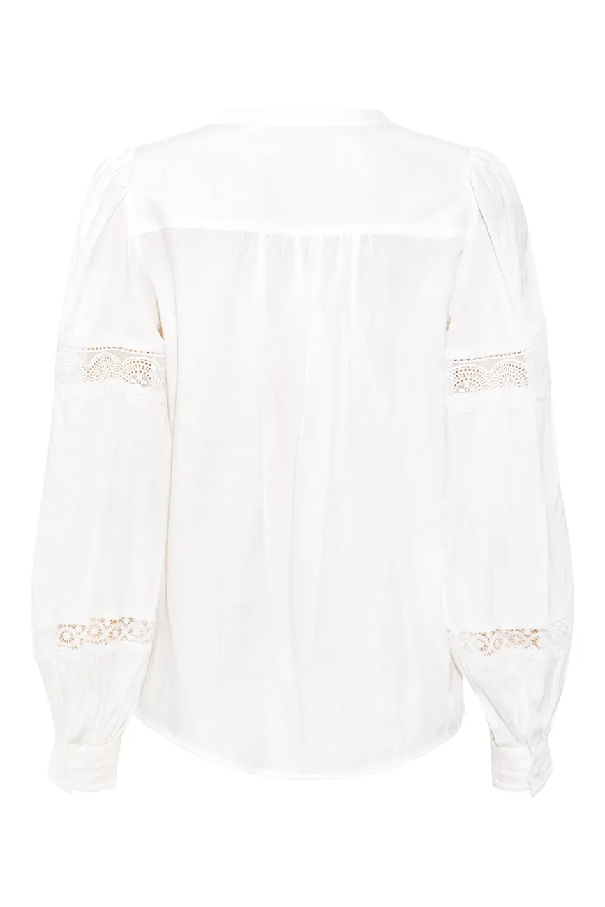 Rue De Femme Corsa v neck blouse with lace sleeve detail