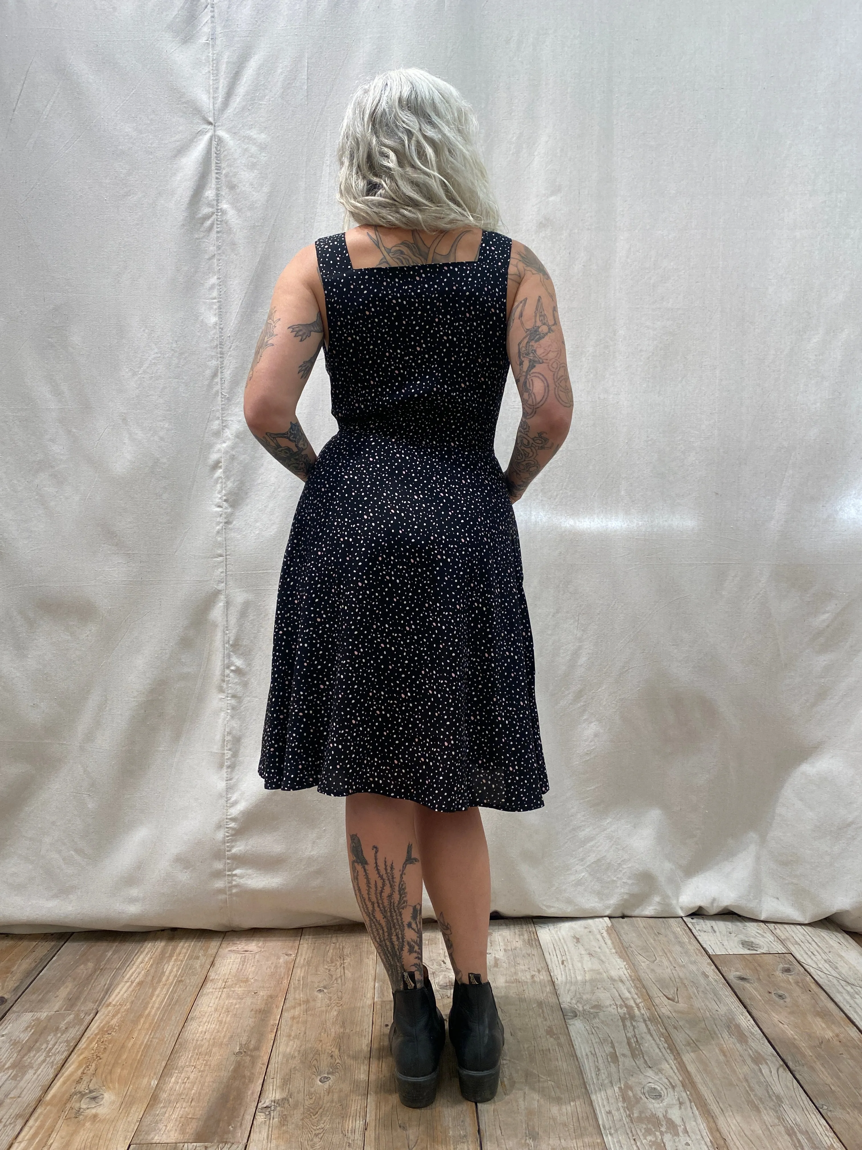 Sheet Dress in Black Dot