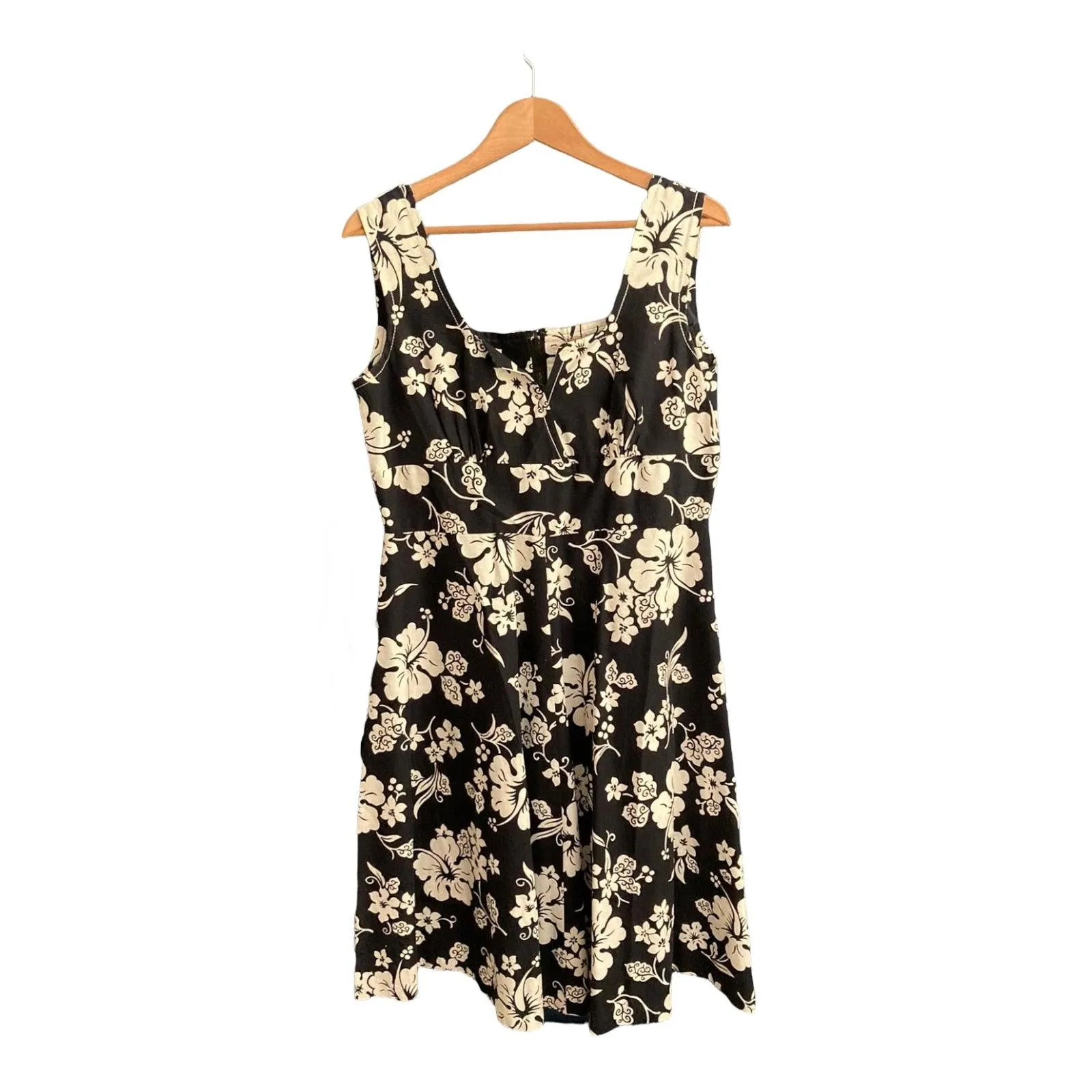 Sidgreene Cotton Black And White Floral Sleeveless Dress UK Size 12