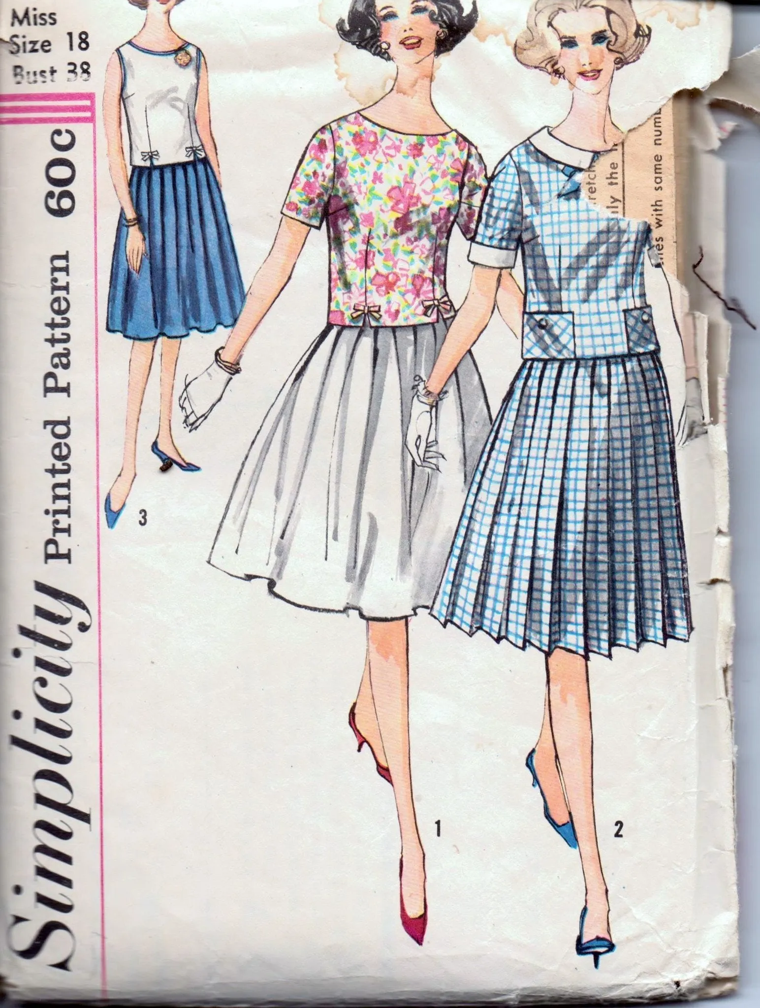 Simplicity 3801 Ladies Skirt Blouse Two Piece Suit Vintage 1960's Sewing Pattern