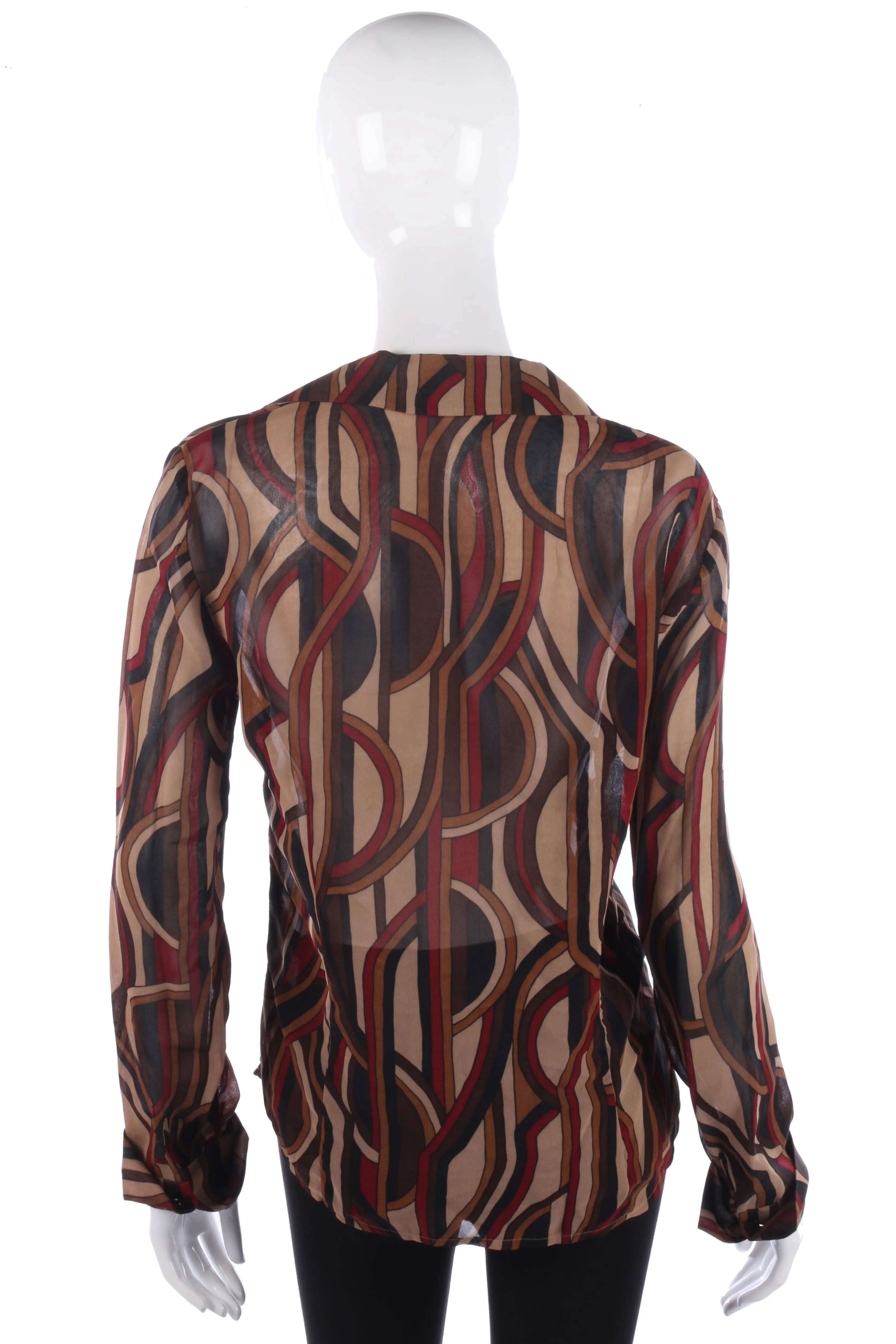 Taifun Blouse Brown Red and Cream UK Size 10