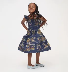 The Tiny Ellie Nap Dress - Navy Equestrian Toile