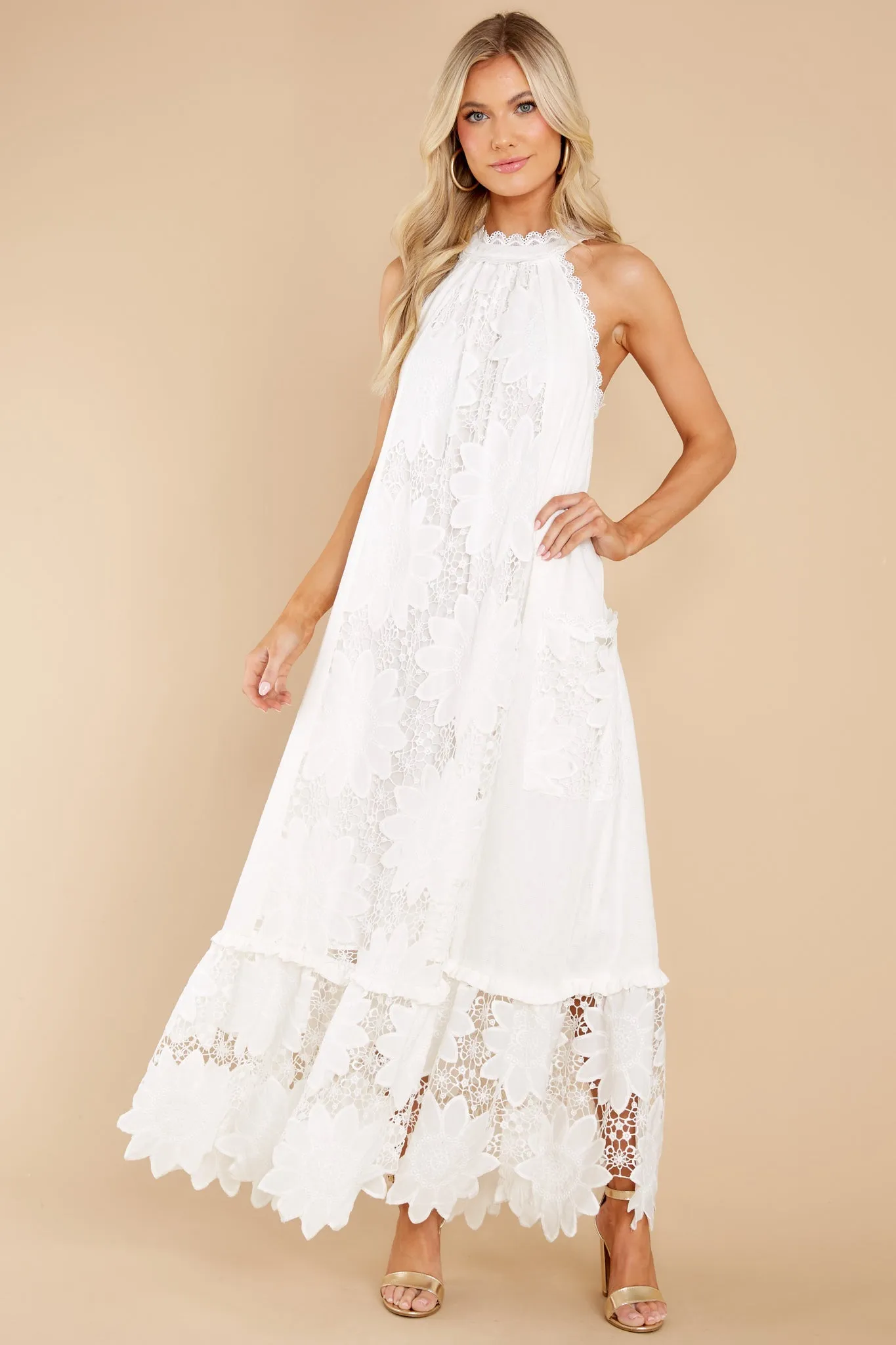 Time For Dessert White Lace Maxi Dress