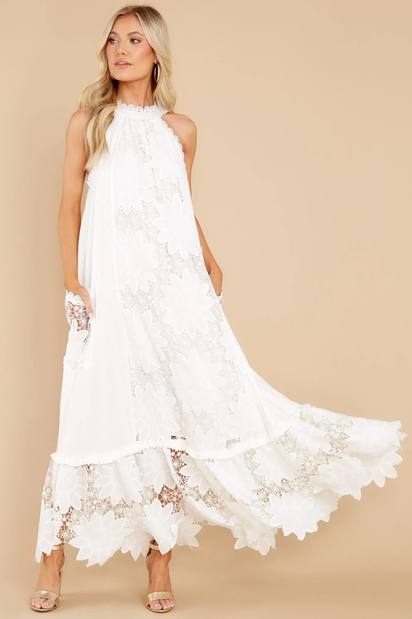 Time For Dessert White Lace Maxi Dress