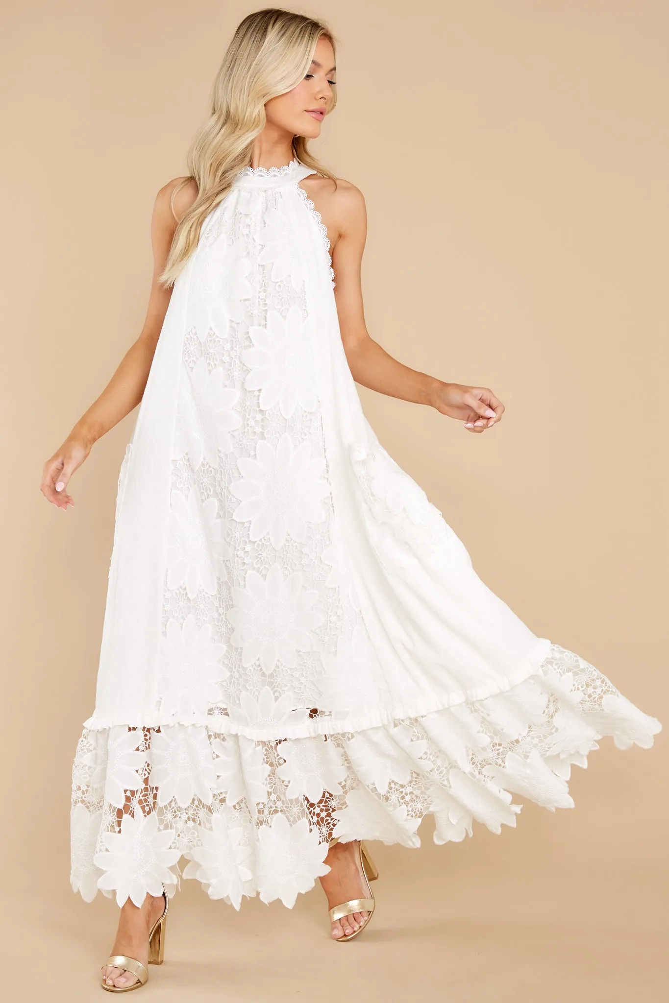 Time For Dessert White Lace Maxi Dress