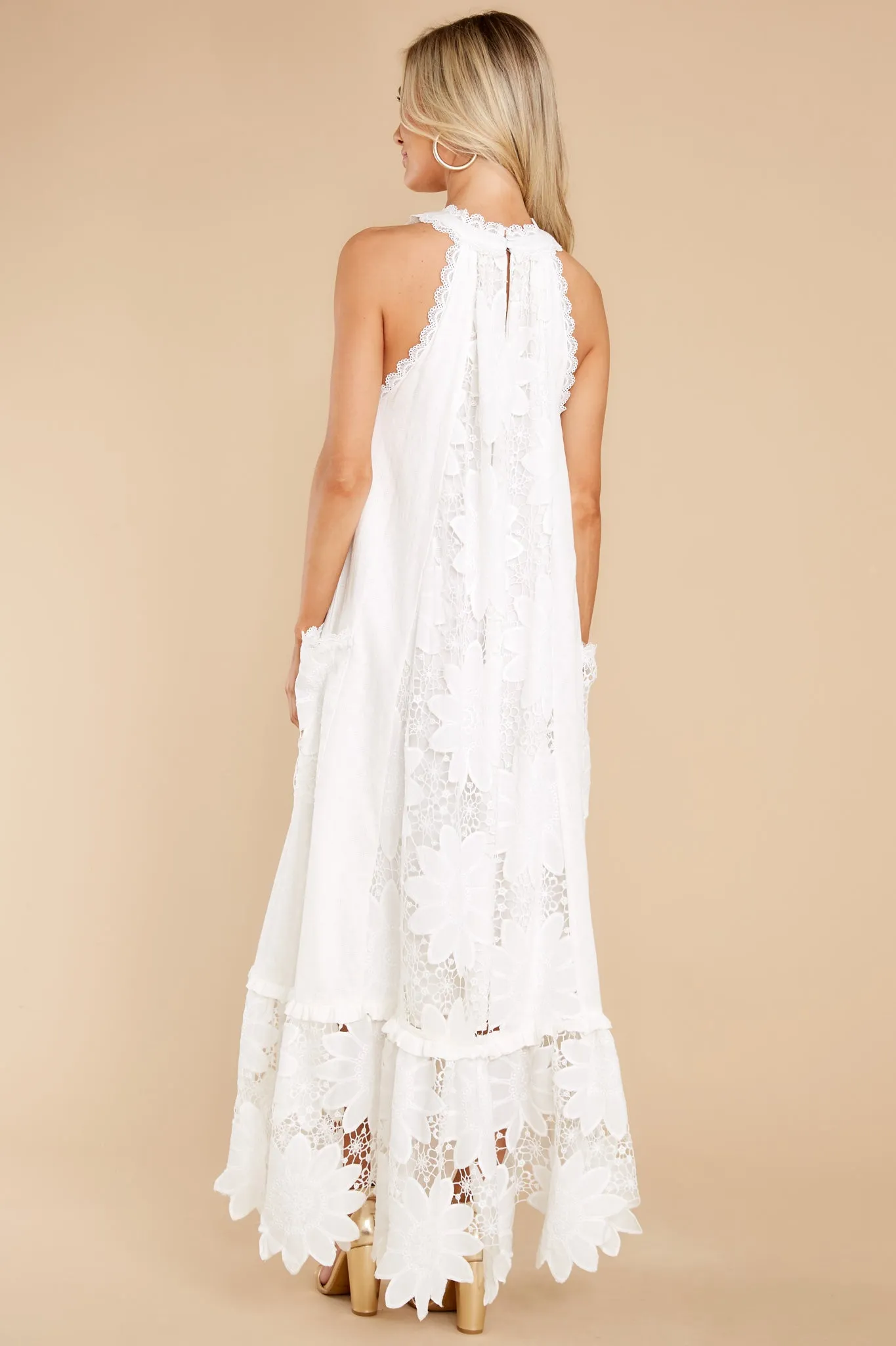 Time For Dessert White Lace Maxi Dress