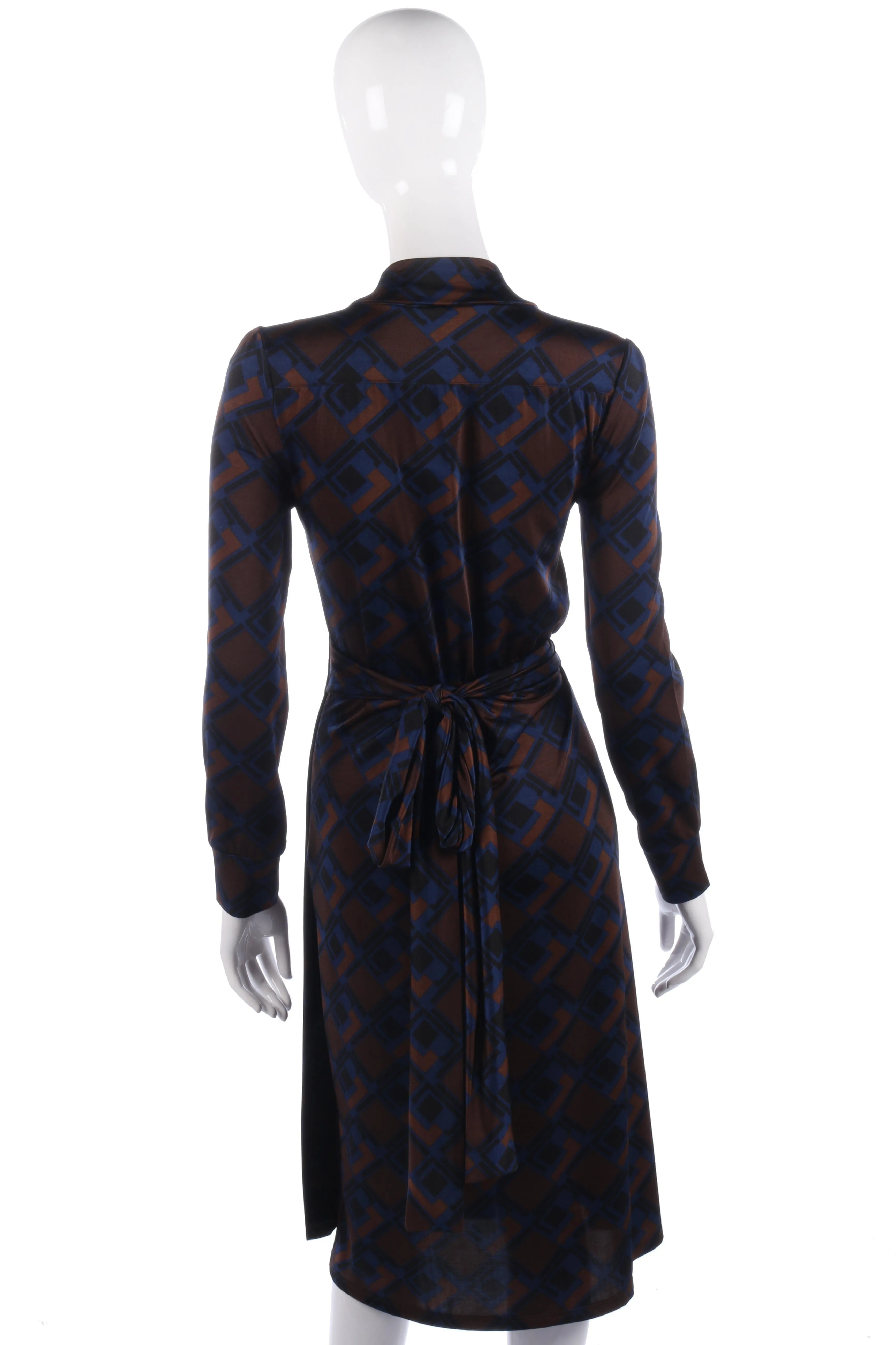 Vandenvos blue and brown wrap dress size S/M