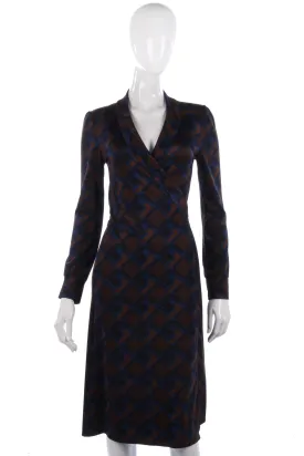 Vandenvos blue and brown wrap dress size S/M