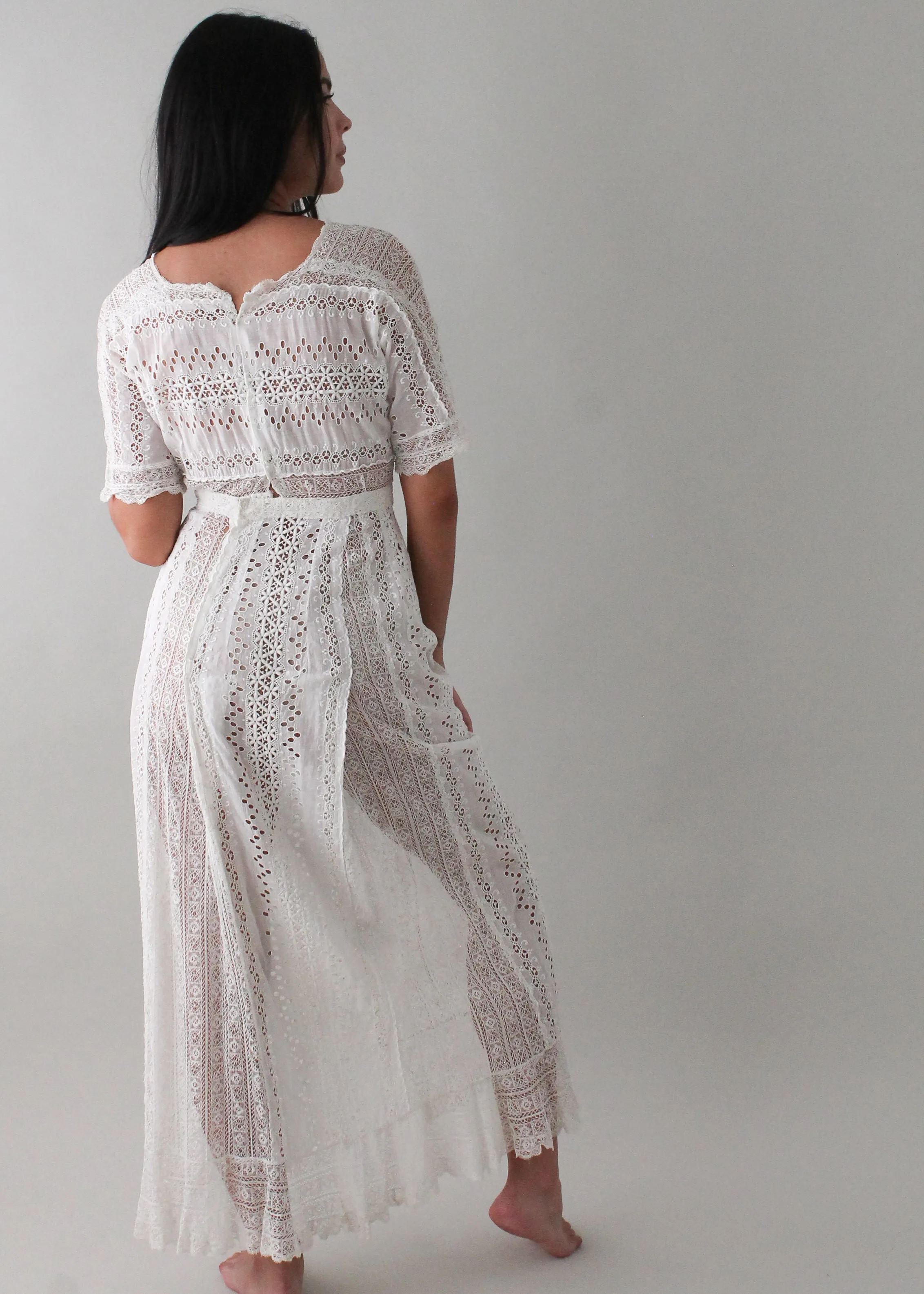 Vintage 1910s Lace Lawn Dress