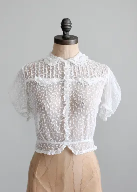 Vintage 1930s White Lace Sweetheart Blouse