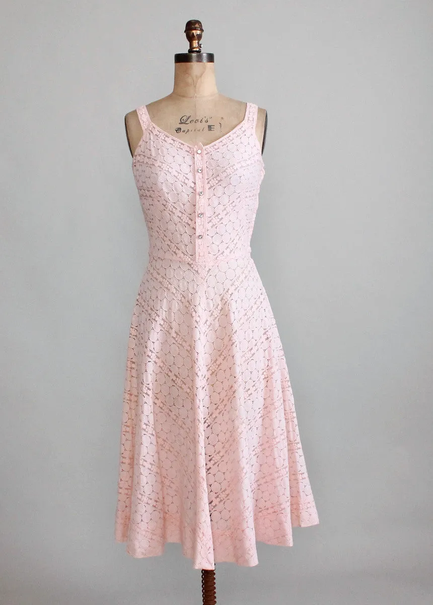 Vintage 1950s Pink Lace Party Dress and Bolero Jacket