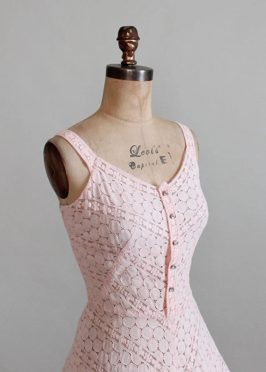 Vintage 1950s Pink Lace Party Dress and Bolero Jacket