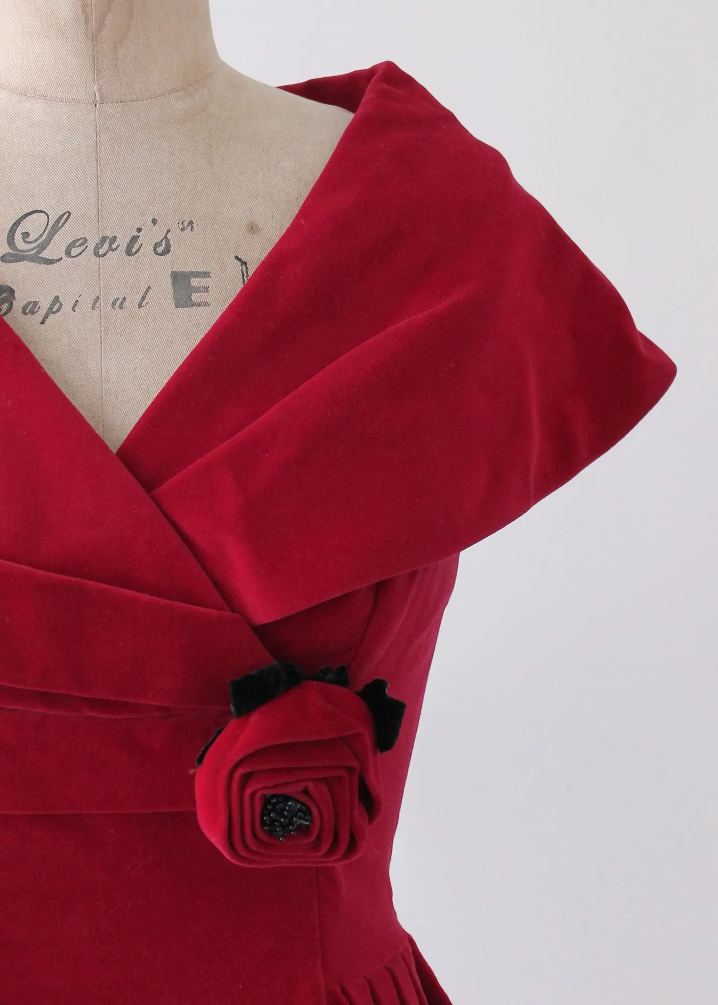 Vintage 1950s Red Velvet Holiday Party Dress