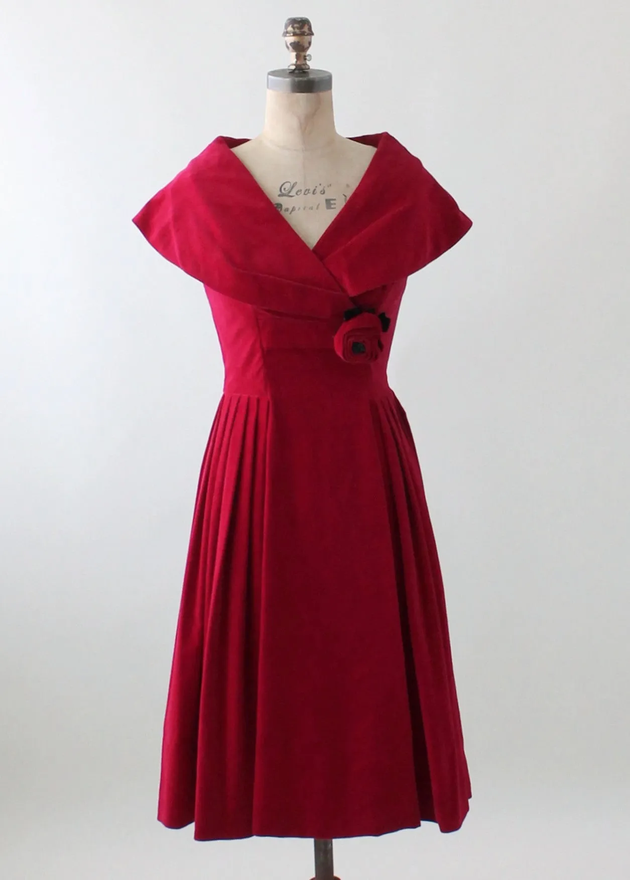 Vintage 1950s Red Velvet Holiday Party Dress