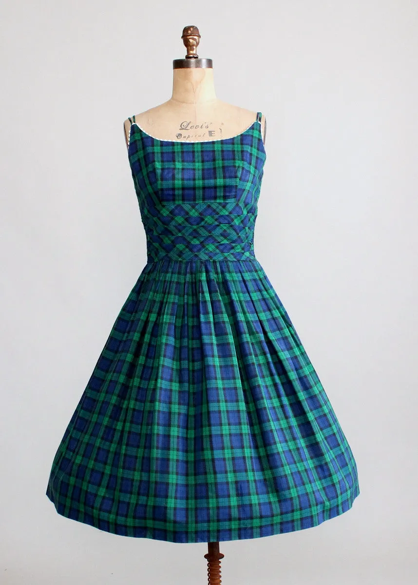 Vintage 1950s Tartan Plaid Sundress and Bolero Jacket