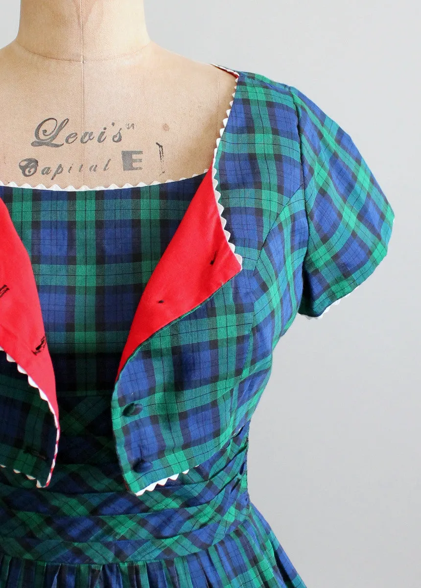 Vintage 1950s Tartan Plaid Sundress and Bolero Jacket