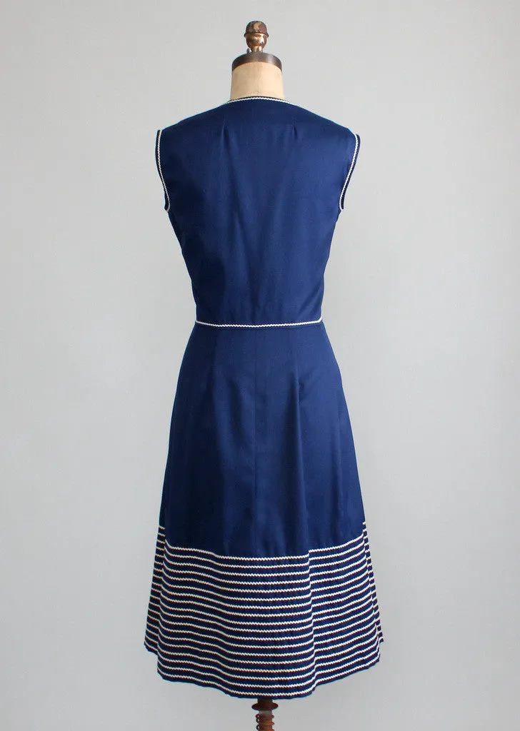 Vintage 1960s Pat Premo Navy Cotton Day Dress