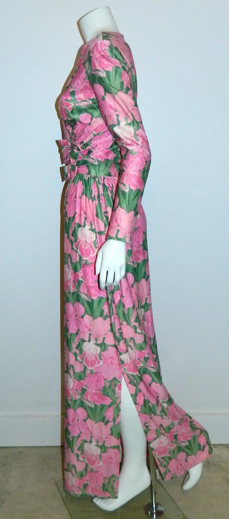 vintage 1970s Iris print dress Robert- David Morton maxi gown S