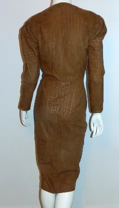 vintage 1980s brown leather dress / North Beach Leather Michael Hoban XS S