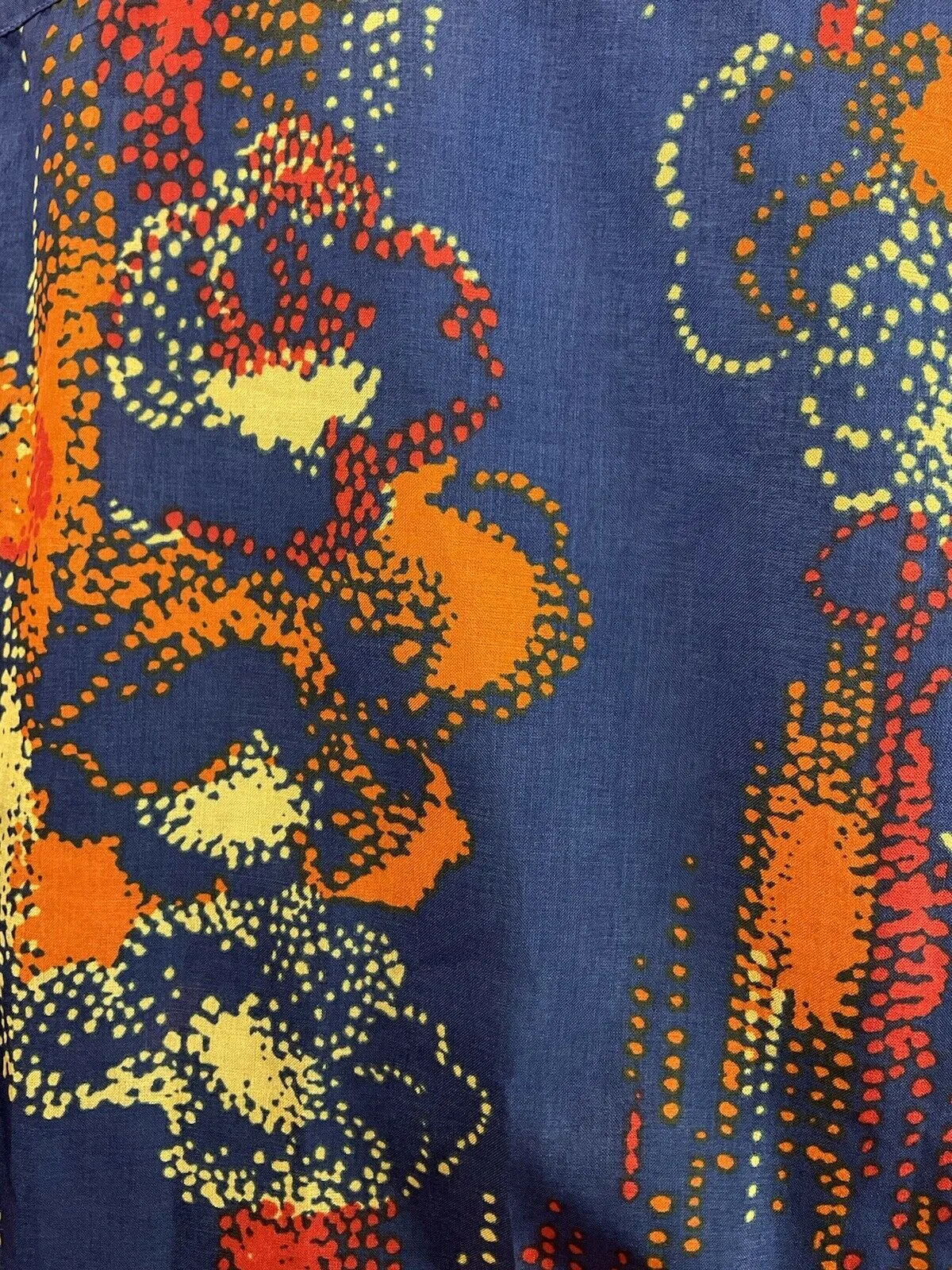 VINTAGE 60s 70s BLUE RED ORANGE PSYCHEDELIC ABSTRACT DOTTY MOD BLOUSE TOP 16