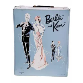 Vintage Barbie & Ken Trunk Case 1960s Ponytail Blue Vinyl