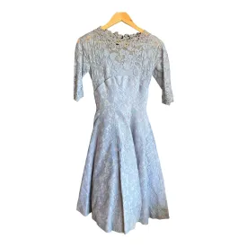 Vintage Blue  3/4 Sleeve lace Overlay Cocktail Dress UK Size 6