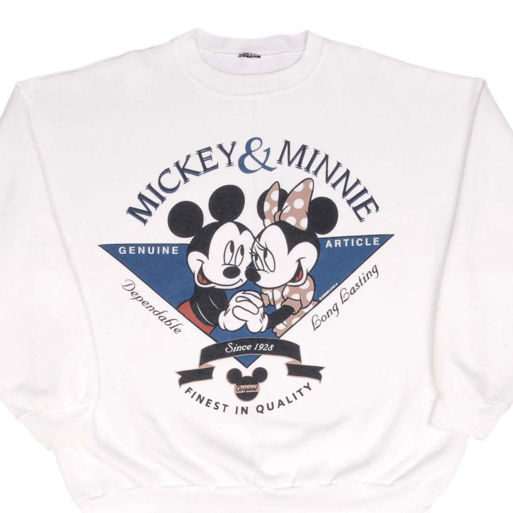 VINTAGE DISNEY MICKEY AND MINNIE MOUSE 1990S WHITE SWEATSHIRT SIZE XL