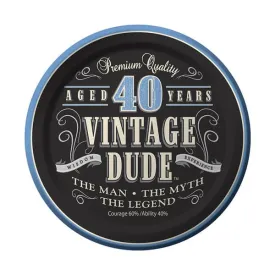 Vintage Dude 40th 7in Round Luncheon Plates