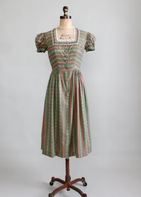 Vintage Late 1930s Cotton Folk Dress