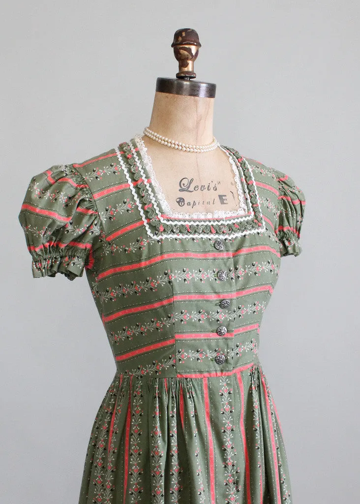 Vintage Late 1930s Cotton Folk Dress