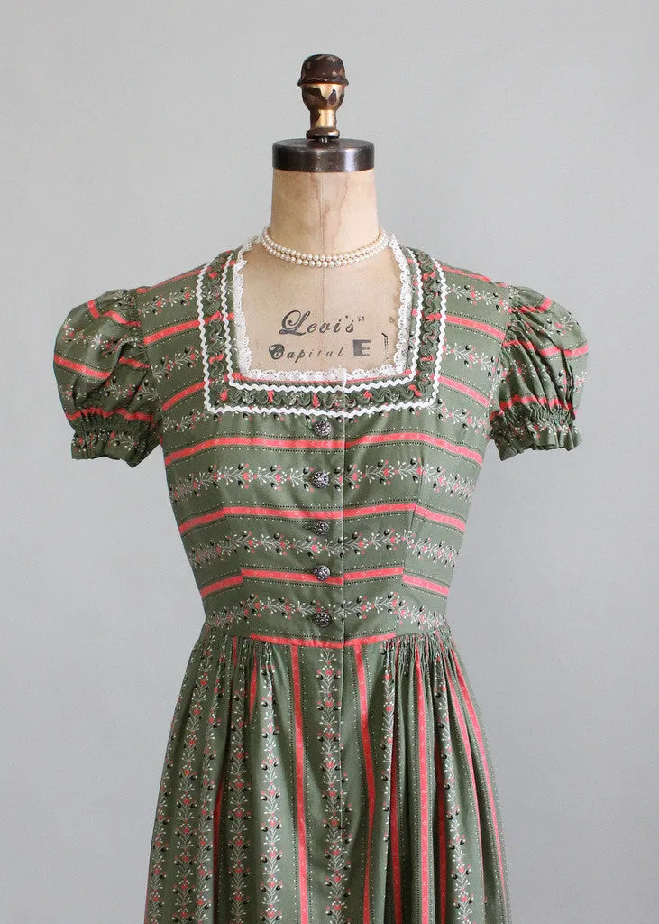 Vintage Late 1930s Cotton Folk Dress