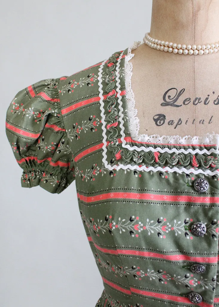 Vintage Late 1930s Cotton Folk Dress