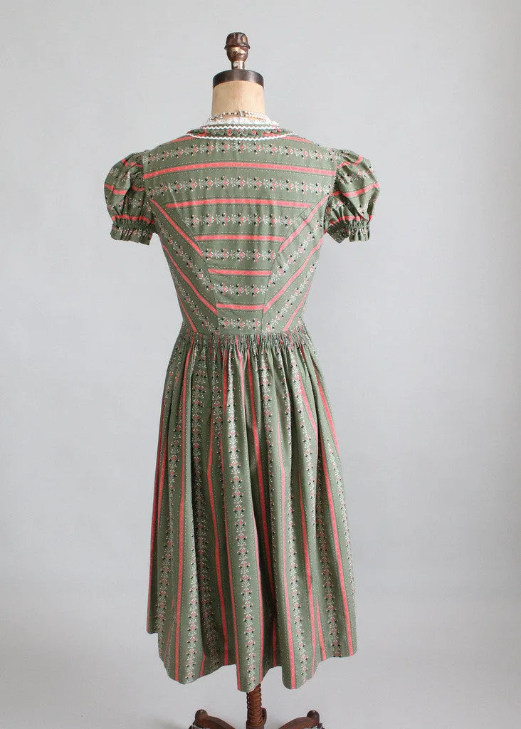 Vintage Late 1930s Cotton Folk Dress