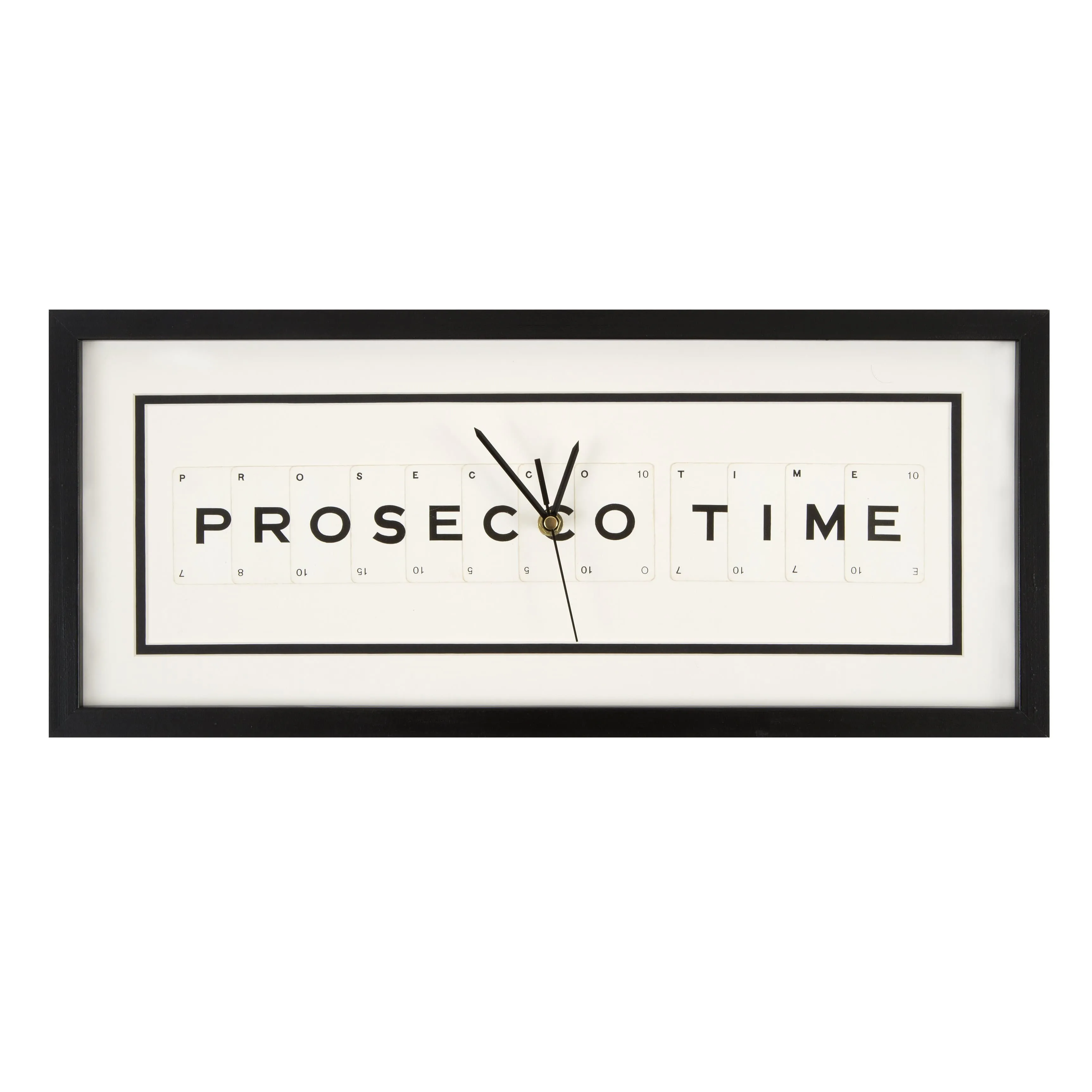 Vintage Playing Cards PROSECCO TIME Black and Cream Frame Quartz Wall Clock