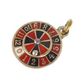 Vintage Silver Gilt Enamel Spinning Roulette Charm