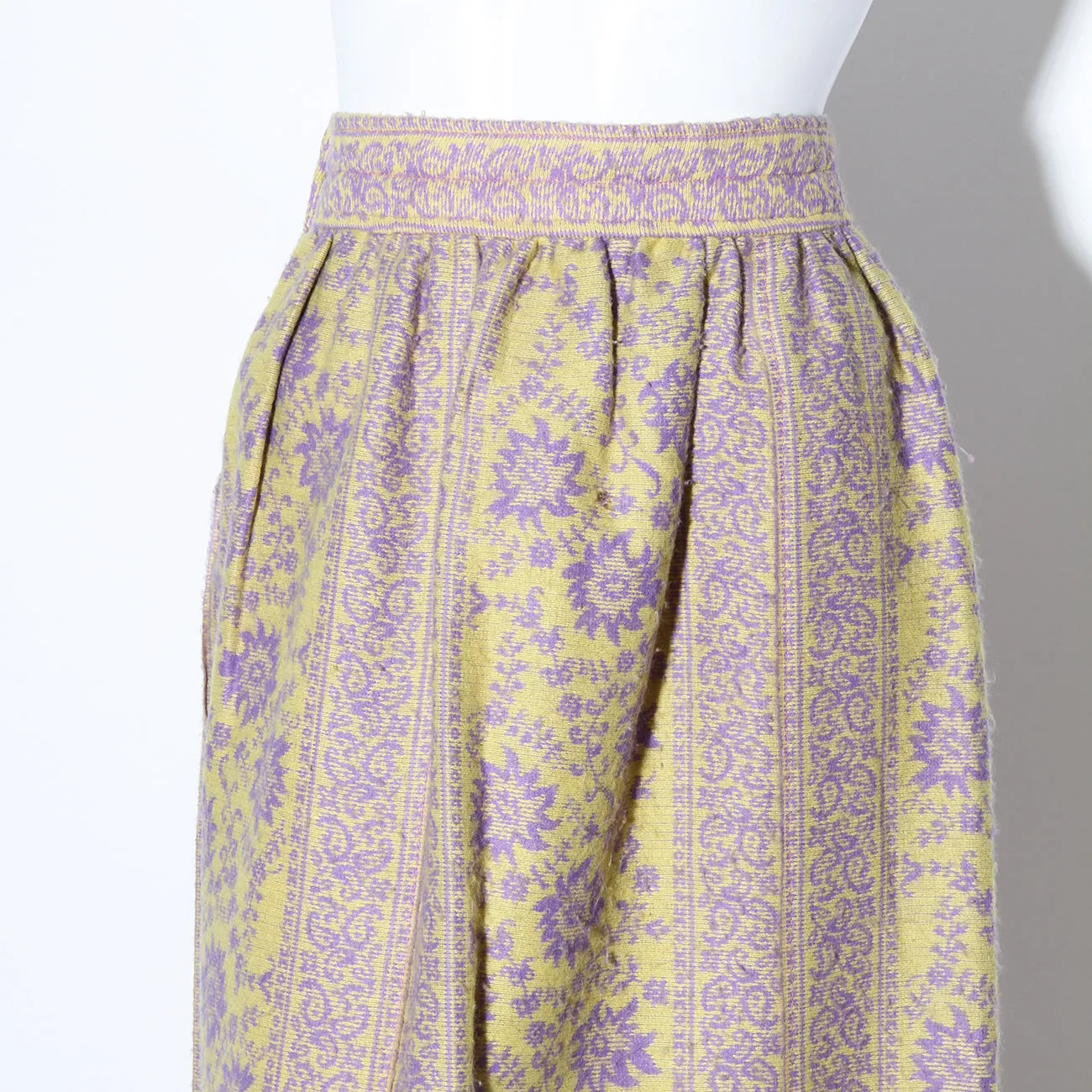 Vintage Wool Floral and Paisley Patterned Maxi Skirt