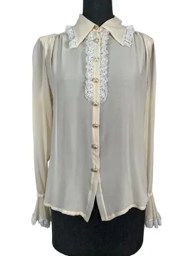 Vintage Yves Saint Laurent Ivory Chiffon Blouse Size M