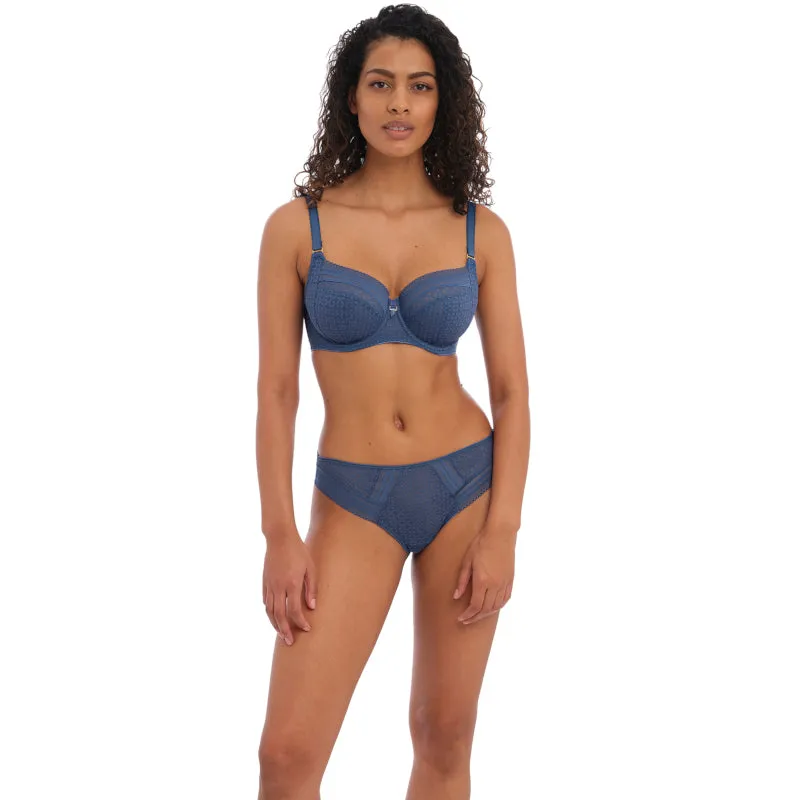 Viva Lace Brazilian Brief Vintage Denim Blue - Freya