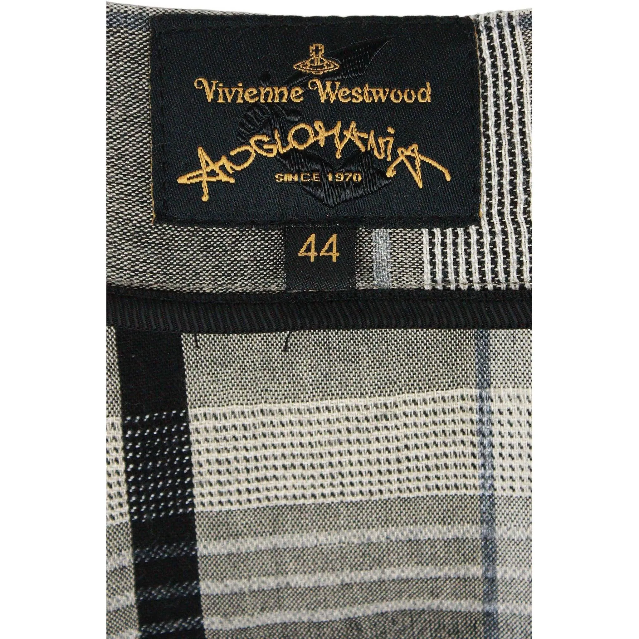 Vintage-Inspired Vivienne Westwood Anglomania Grey and Black Plaid Skirt | Size UK 44