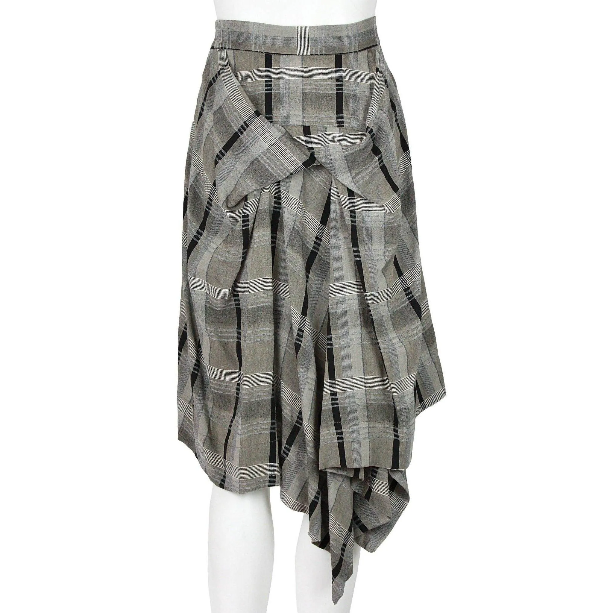 Vintage-Inspired Vivienne Westwood Anglomania Grey and Black Plaid Skirt | Size UK 44